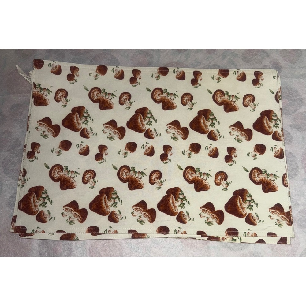 8 Mushroom Print Rectangular Fabric Placemat Kitchen Dining Table Decor